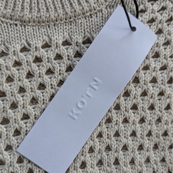 Kotn Men's Open Knit Cotton Crewneck Sweater NWT S Oatmeal - Picture 8 of 10